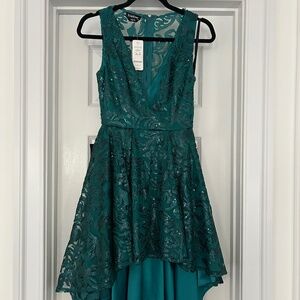 Bebe Embellished Lace Midi Dress
